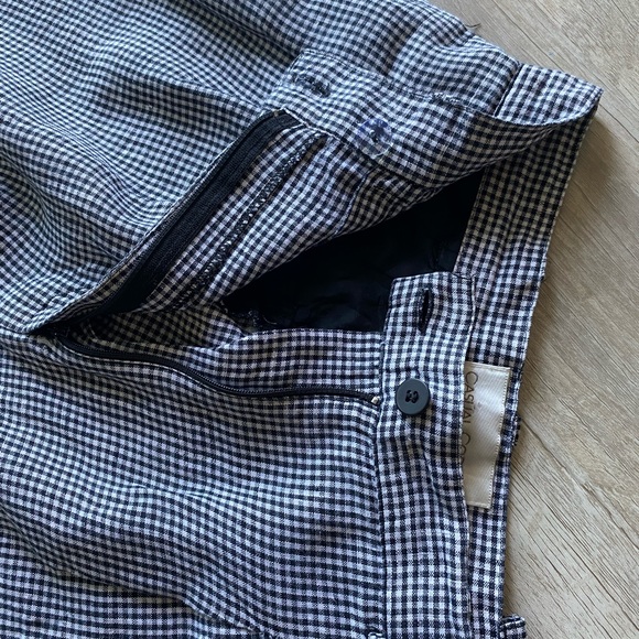 Vintage 100% Linen Black & White Checkered Print Skater Y2K 90s 80s Shorts - Picture 6 of 9